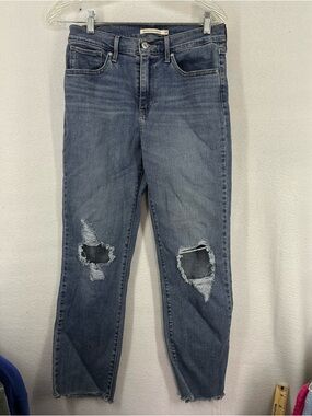Levi’s High Rise Straight Distressed Jeans Womens 28 Blue